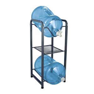 Brio Stainless Steel 2-Bottle Storage Rack w/ Shelf - Gray