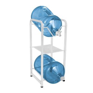 Brio Stainless Steel 2-Bottle Storage Rack w/ Shelf - White